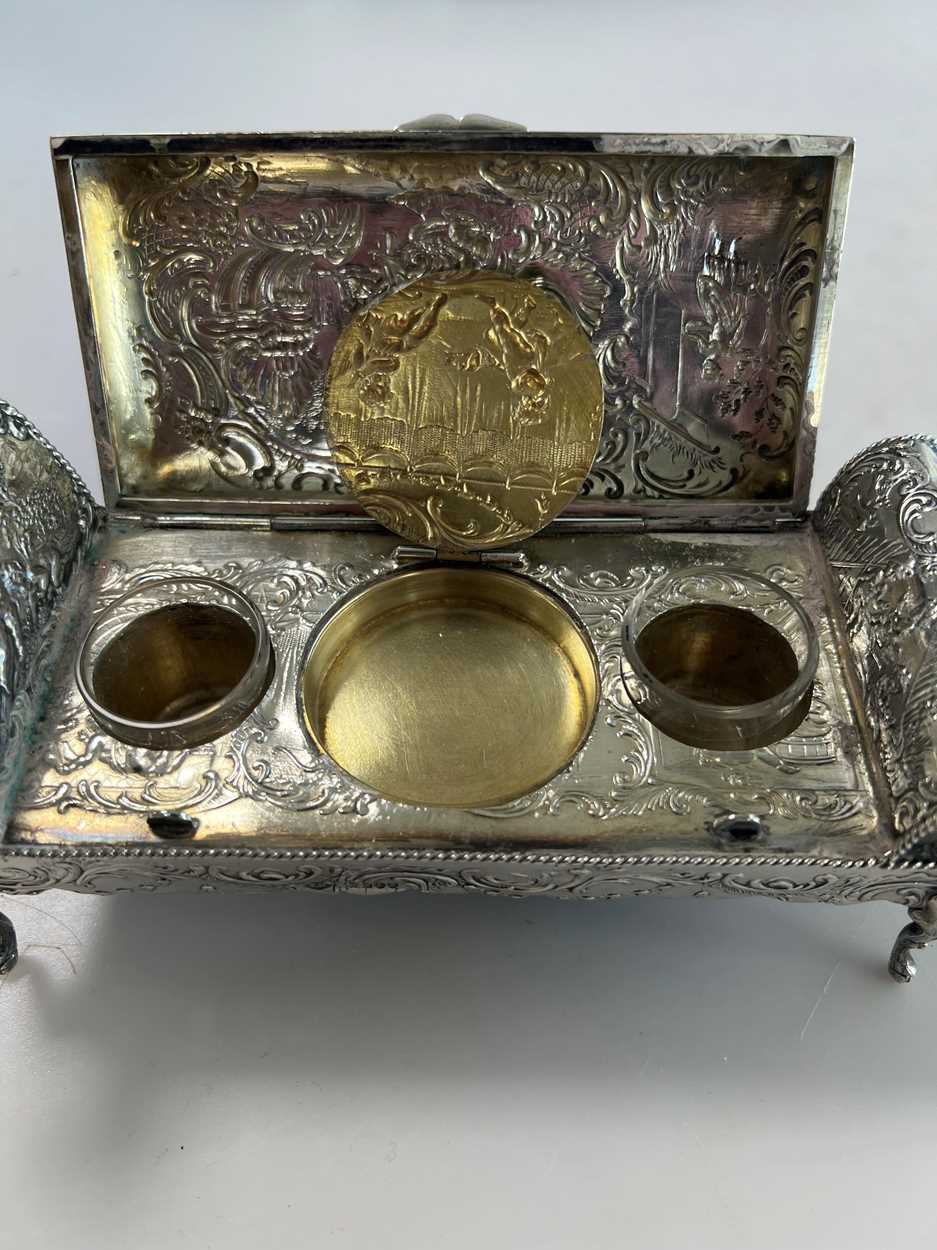 An early 20th century German metalwares silver novelty double inkwell, - Image 7 of 9