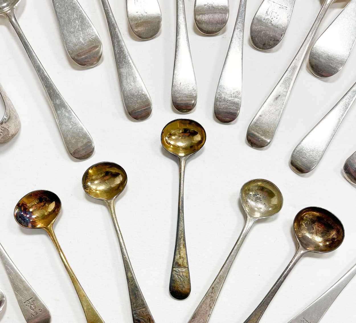 A 24-piece set of George III 18th century silver flatware with 44 later additions, - Image 2 of 9