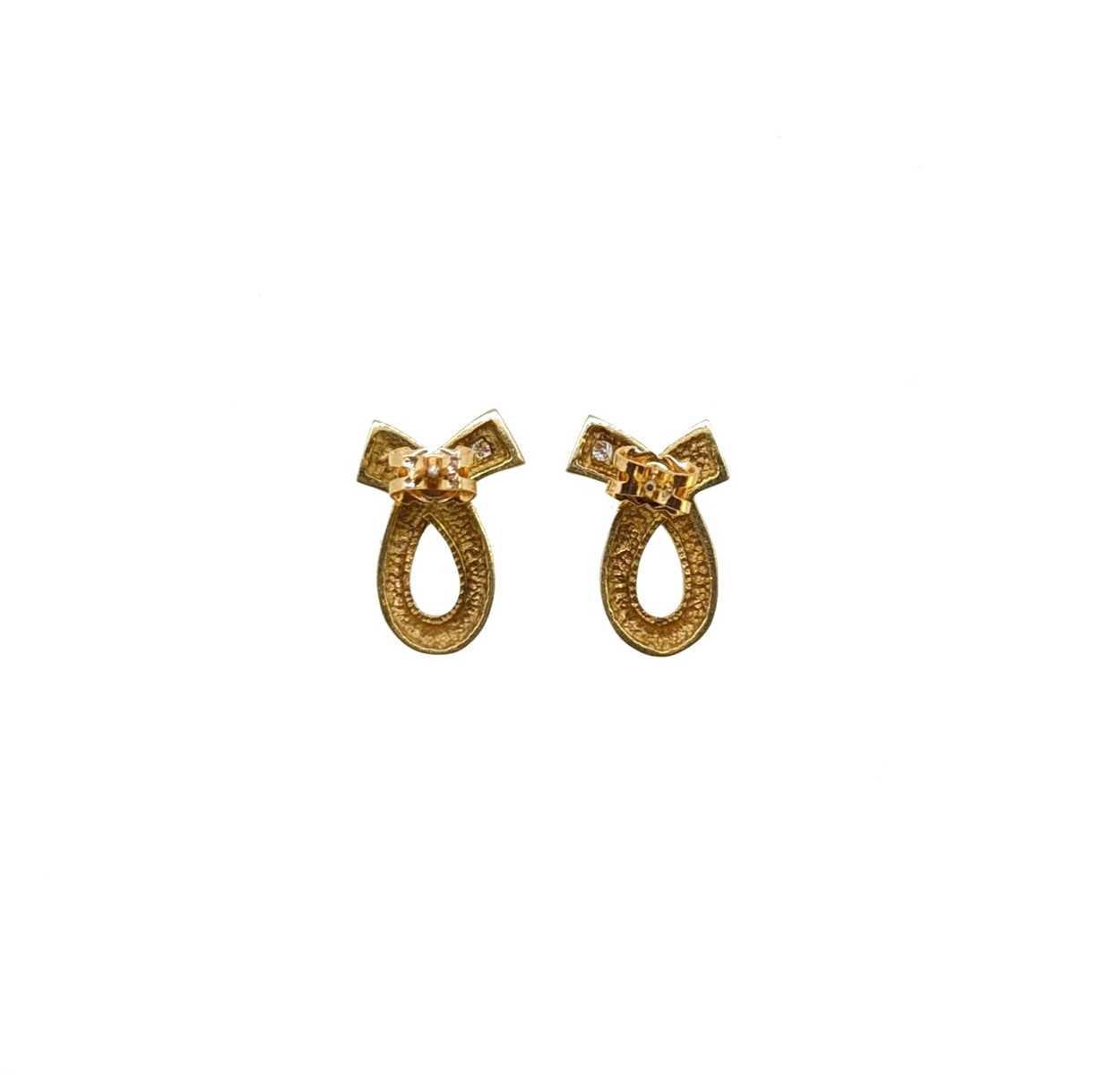 A pair of 18ct gold diamond set ear studs, - Image 2 of 2