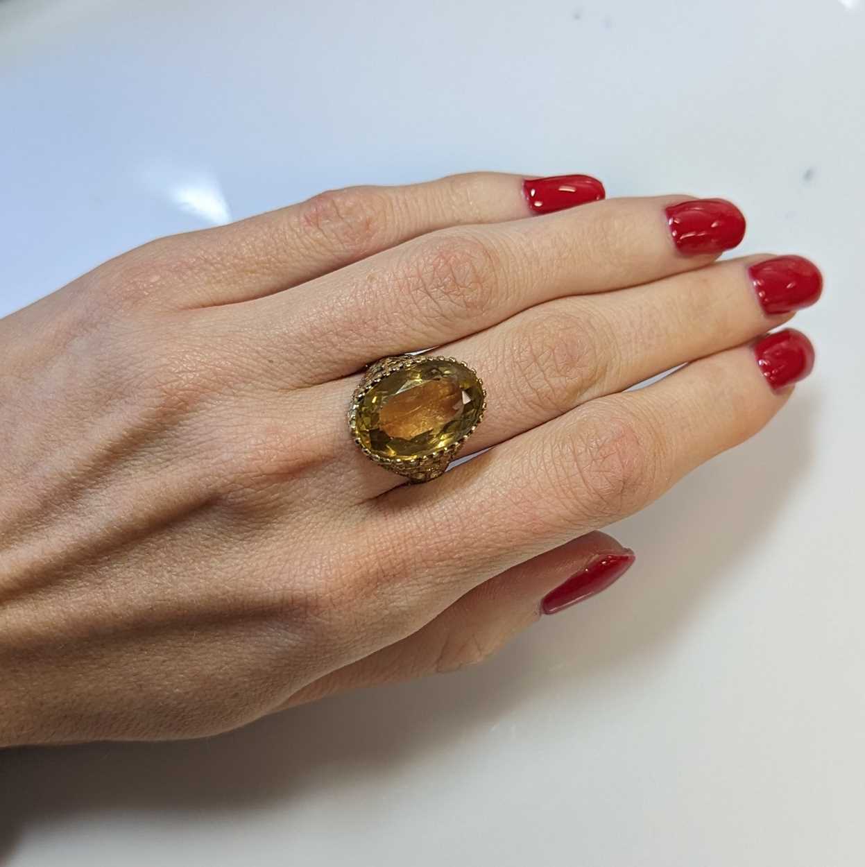 A late 20th century 9ct gold citrine dress ring, - Image 3 of 3
