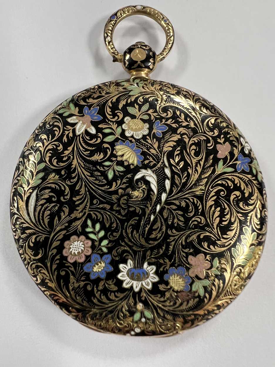 Unsigned - An early 19th century French metalwares 18ct gold slim cased open faced pocket watch, - Image 4 of 17