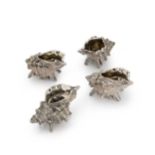 A set of 4 mid 19th century silver plated cast novelty salts,