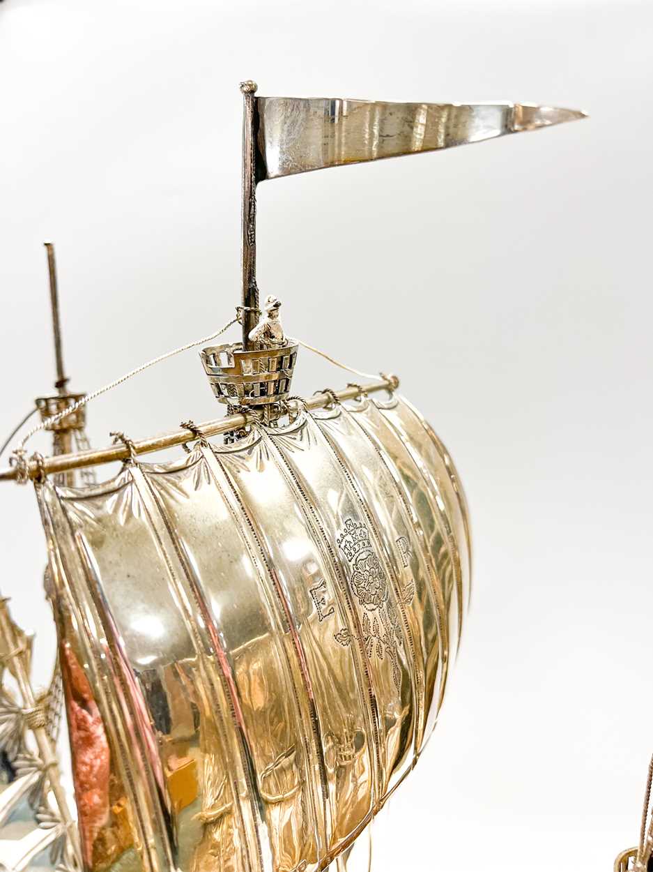 A George V silver model of a sailing ship, - Image 17 of 17