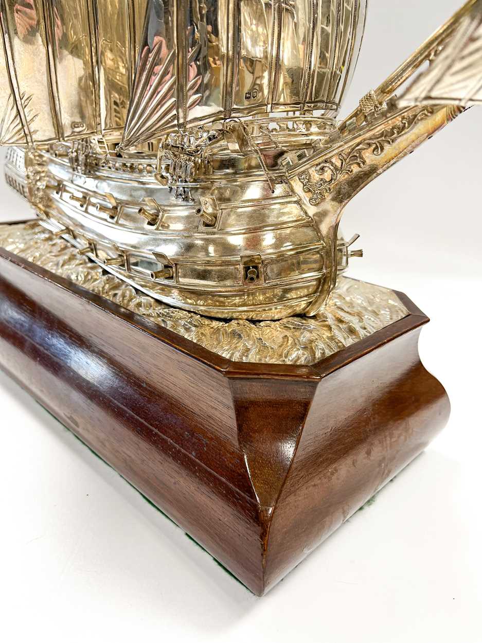 A George V silver model of a sailing ship, - Image 14 of 17