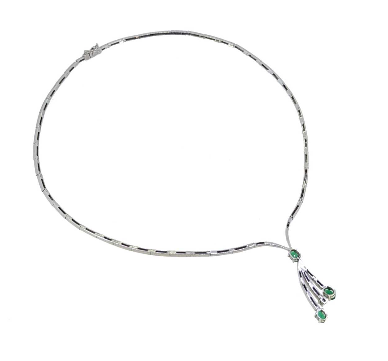 An emerald and diamond collarette style necklace, - Image 3 of 3