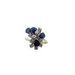 A sapphire and diamond cluster ring,