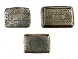 A 19th century silver vinaigrette, mark of Matthew Linwood, and two others.