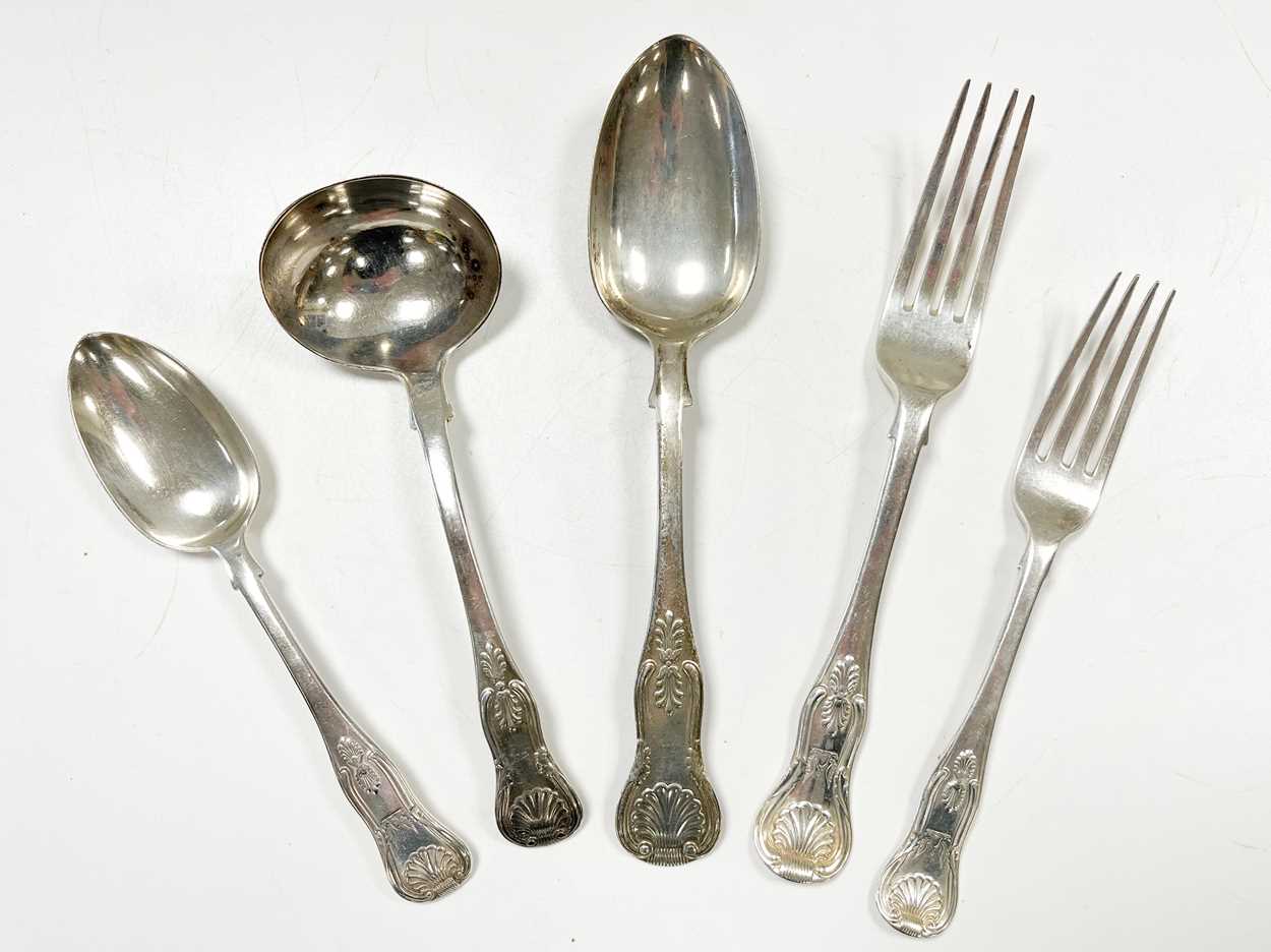 Edinburgh - A 36-piece set of Edward VII silver flatware with 35 additions,