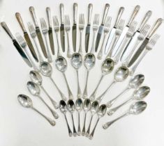 A 42-piece set of Elizabeth II silver cutlery and flatware,