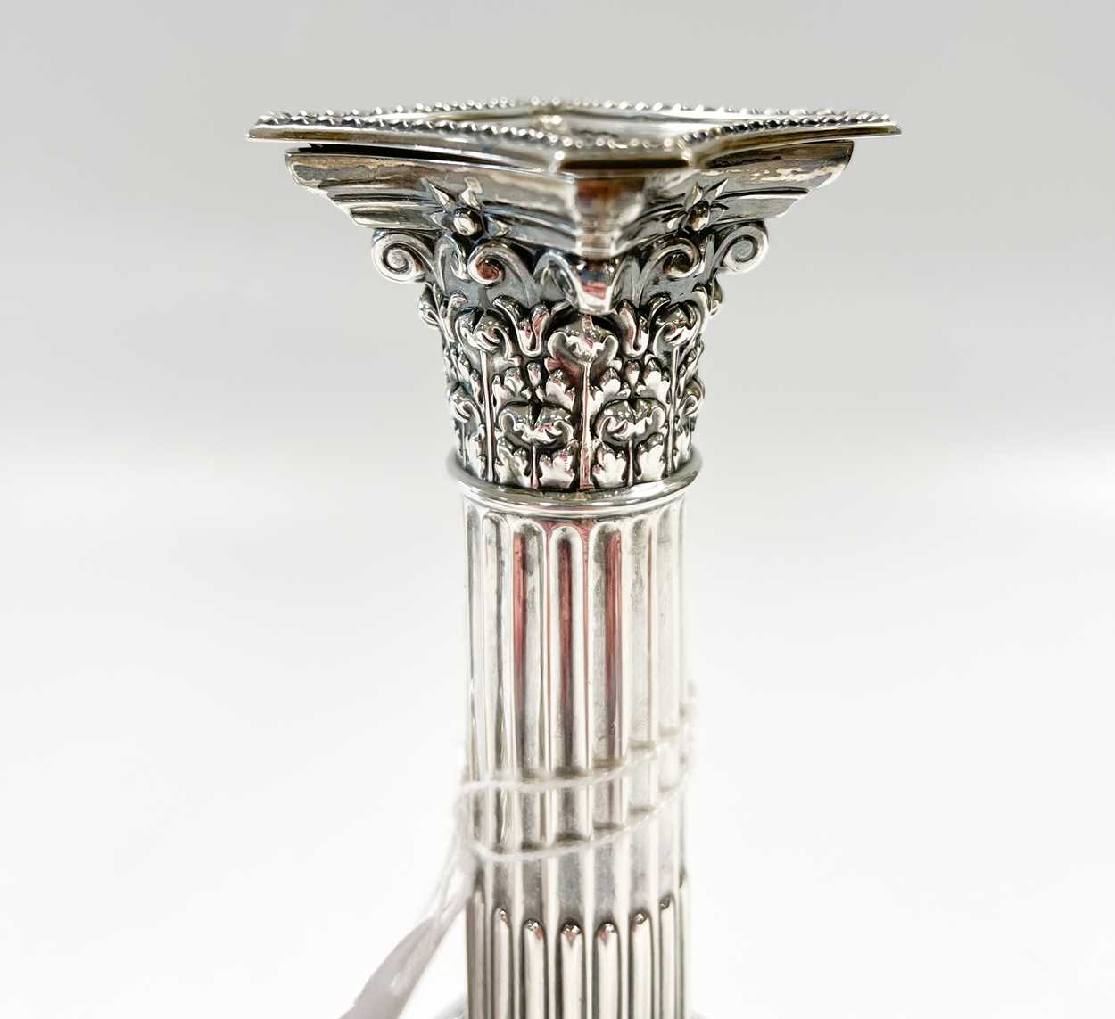 A pair of Elizabeth II silver library candlesticks, - Image 3 of 5