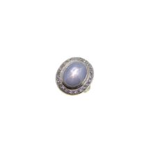 A star sapphire and diamond cluster ring,