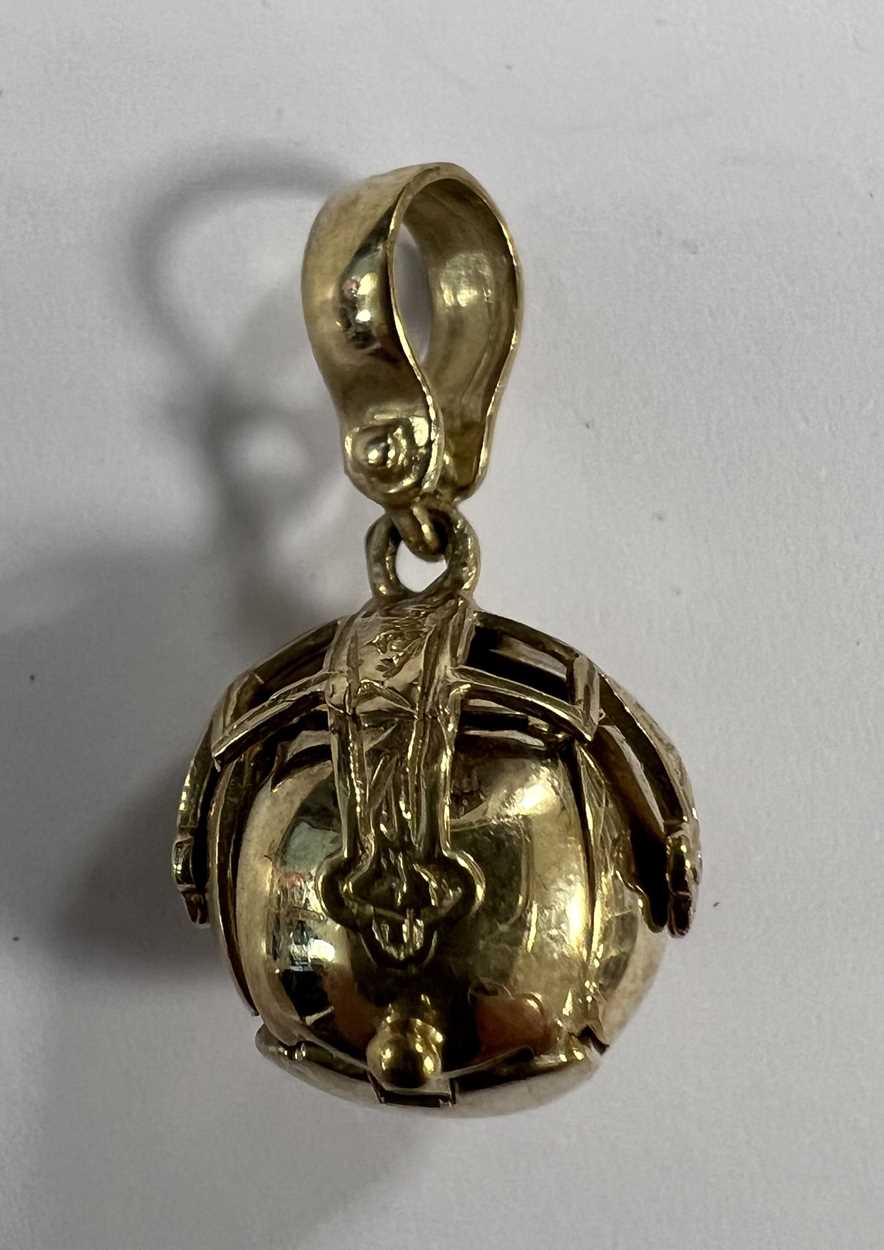 A 9ct gold folding Masonic ball fob, - Image 3 of 3