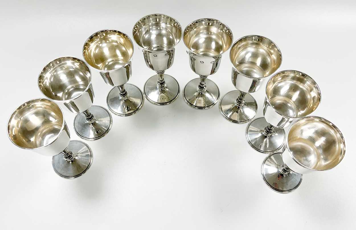 A set of 8 Elizabeth II silver goblets, - Image 4 of 4