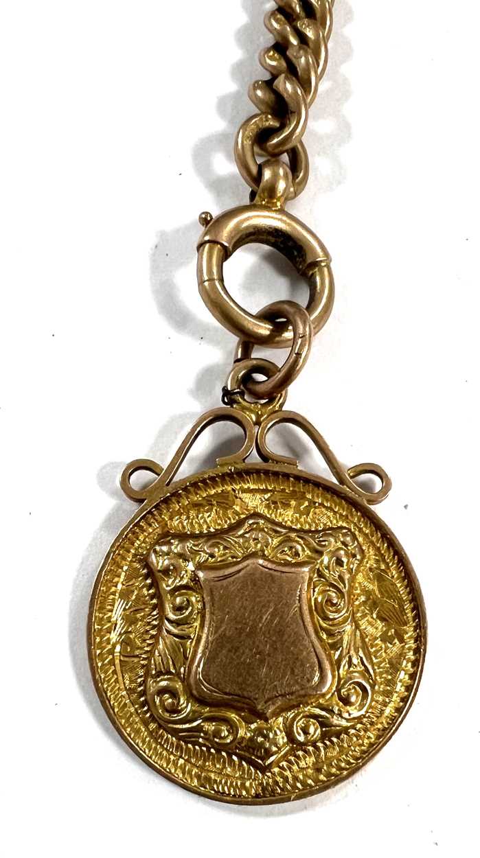 An early 20th century 9ct gold 'Albert' watch chain with attachment, - Image 7 of 9