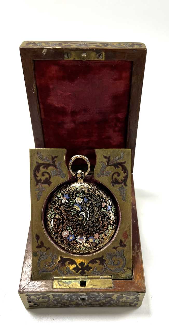 Unsigned - An early 19th century French metalwares 18ct gold slim cased open faced pocket watch, - Image 15 of 17