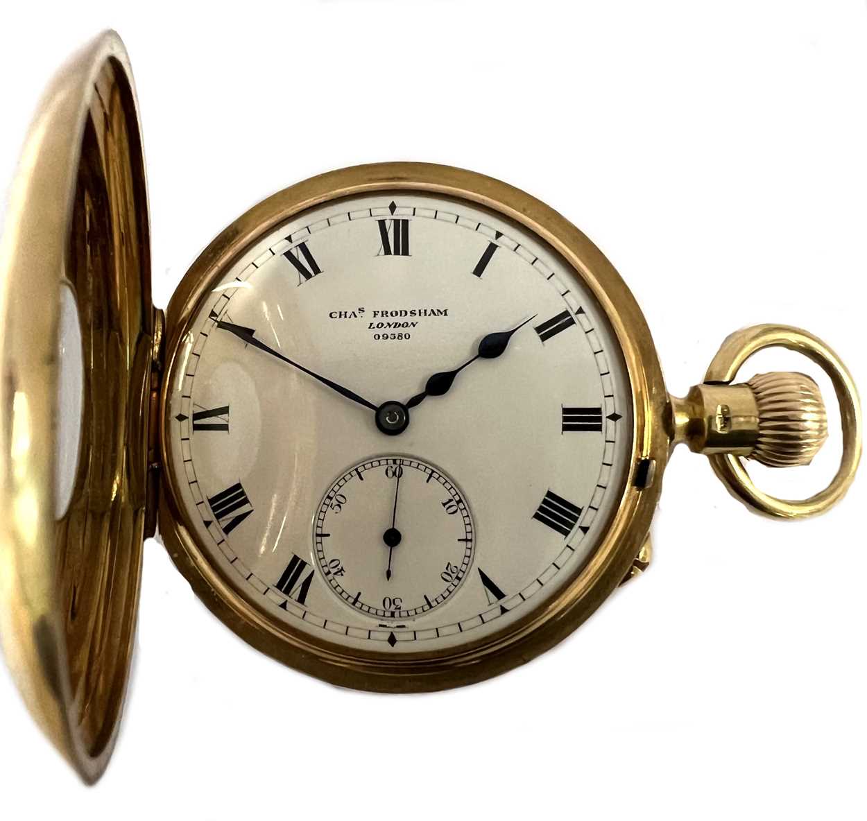 Charles Frodsham, London - A fine George V 18ct gold half hunter pocket watch, - Bild 2 aus 12