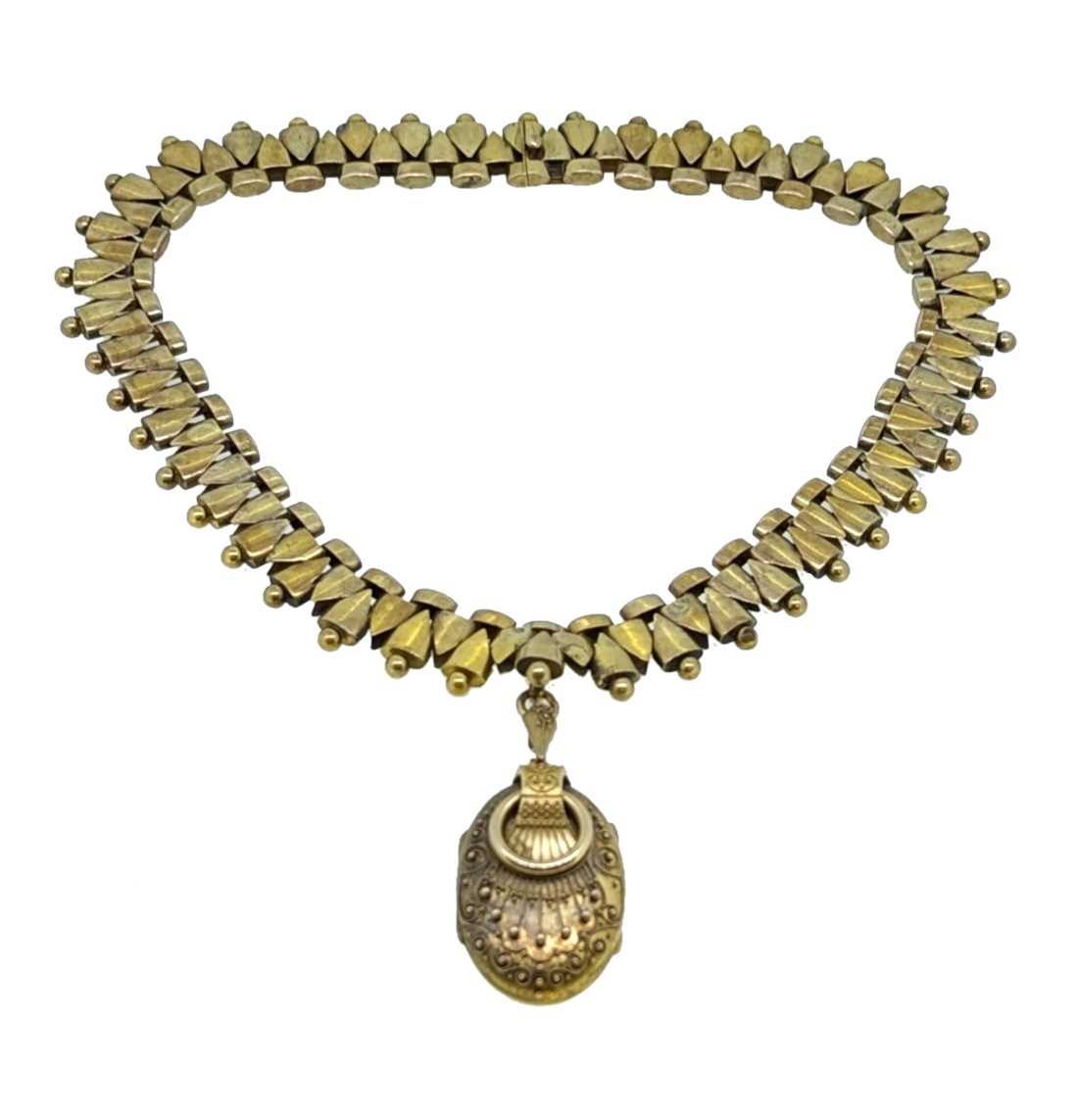 A Victorian collarette necklace and locket, - Image 3 of 4