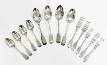 Newcastle - An 11-piece set of 19th century silver flatware with 2 additions,