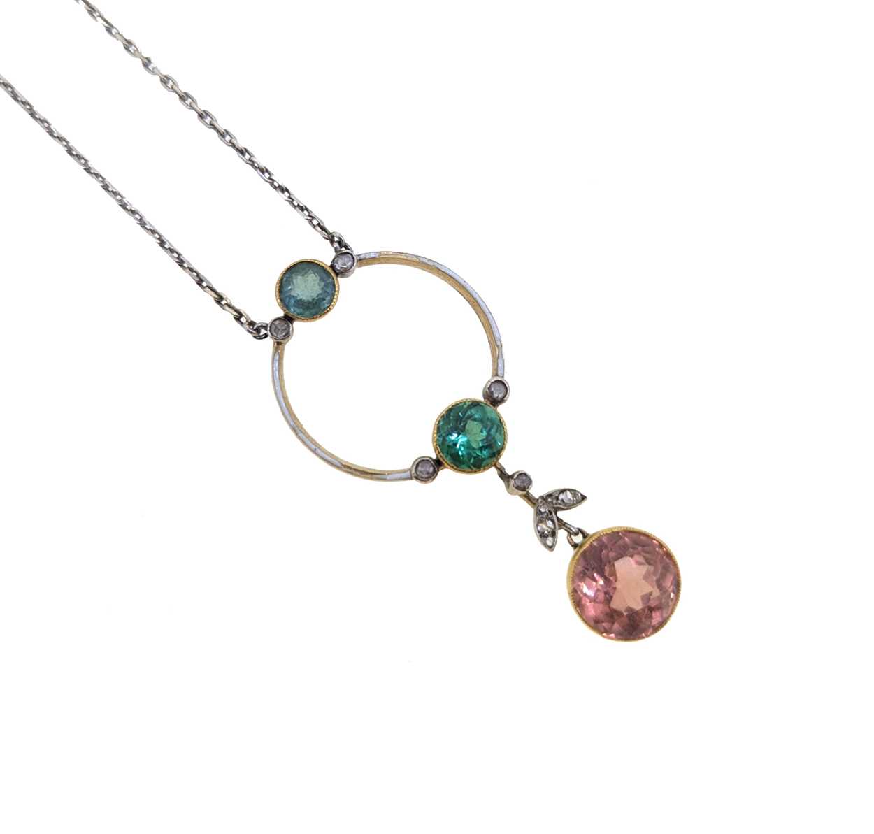 A topaz and tourmaline necklace, - Image 2 of 3