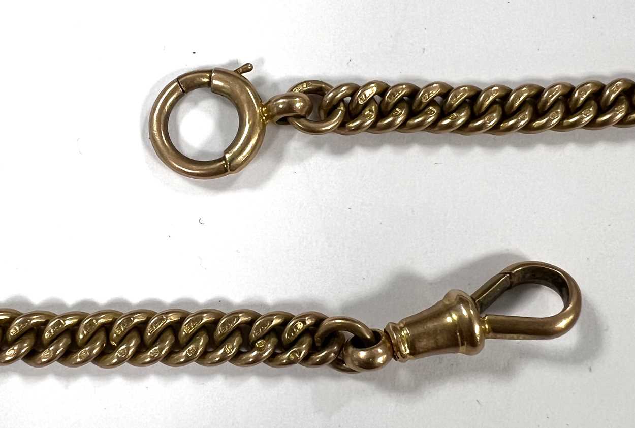 An early 20th century 9ct gold 'Albert' watch chain with attachment, - Image 4 of 9