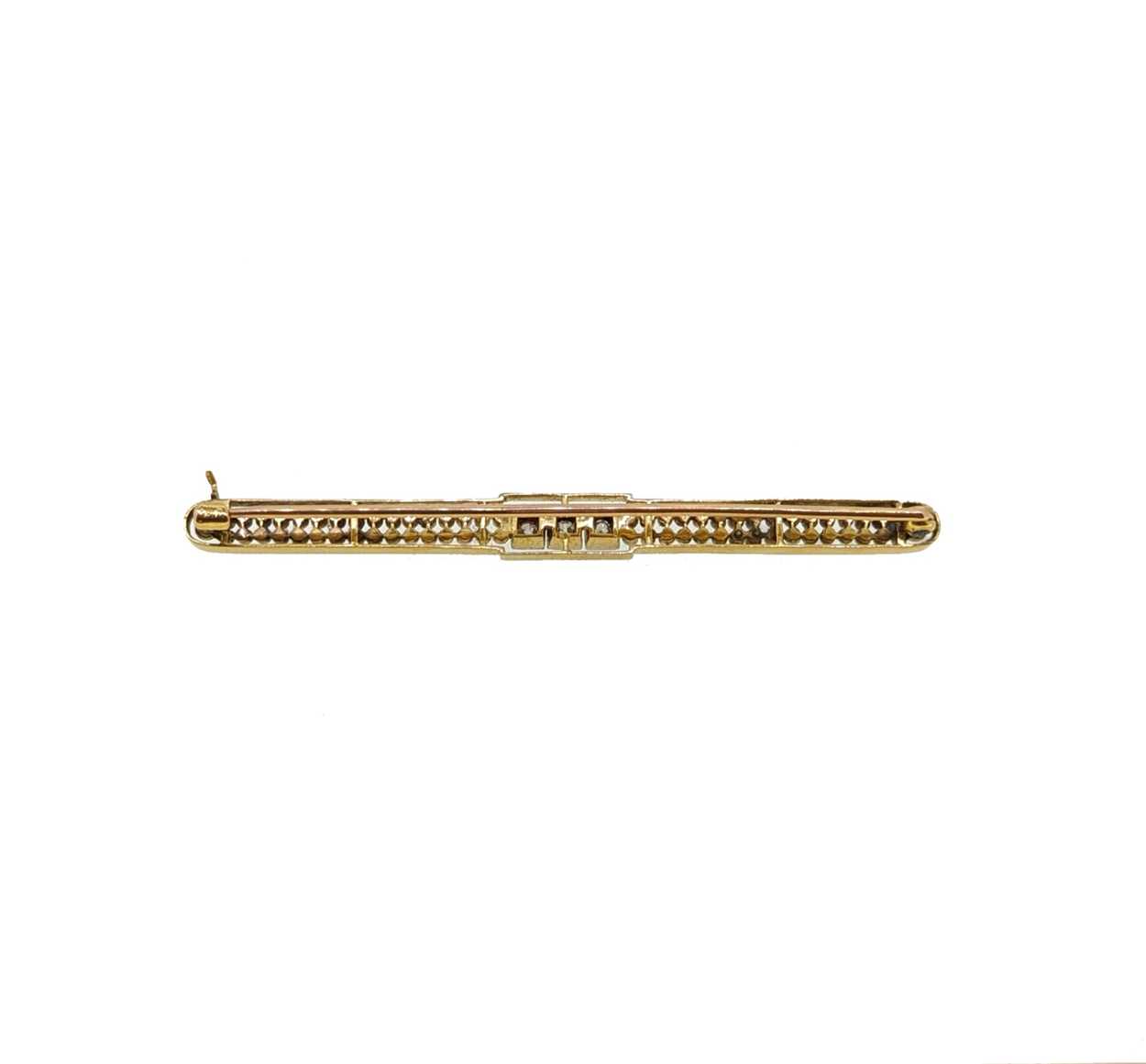 A diamond and seed pearl bar brooch, - Image 2 of 2