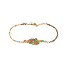 An 18ct gold emerald and diamond bracelet,