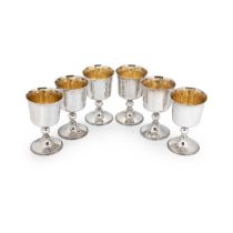 A set of 6 Elizabeth II silver goblets,
