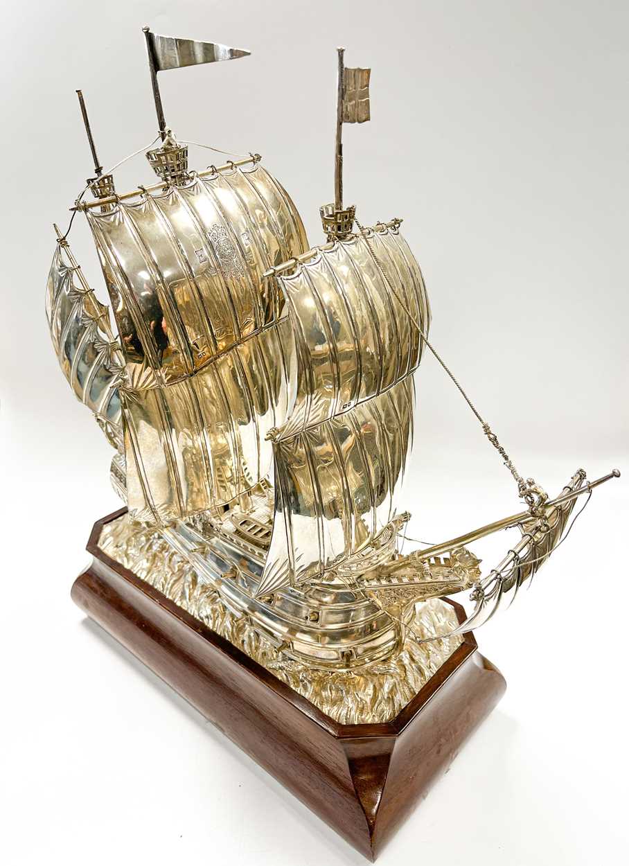 A George V silver model of a sailing ship, - Image 11 of 17