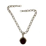 A watch chain with attached fob,