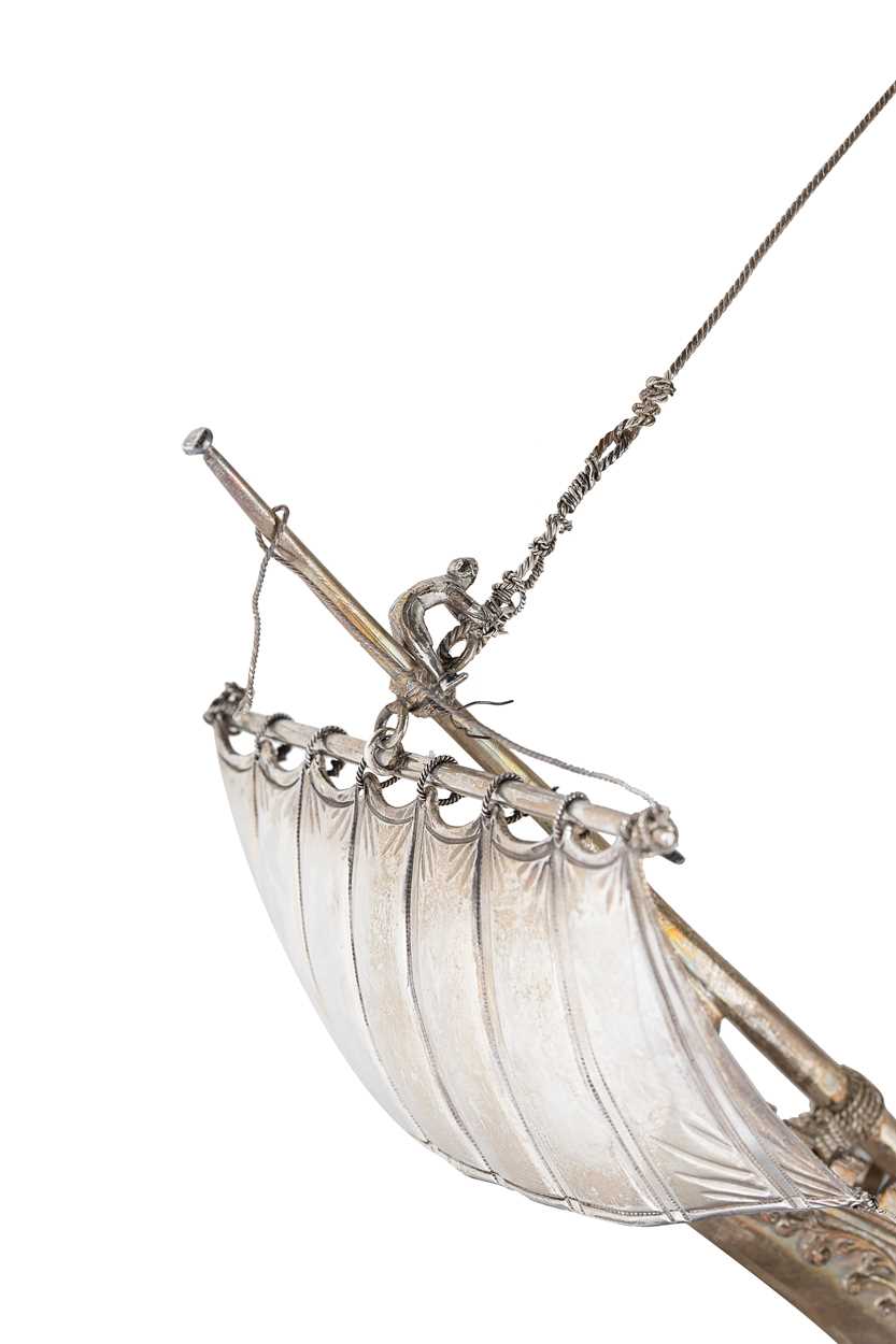 A George V silver model of a sailing ship, - Image 6 of 17