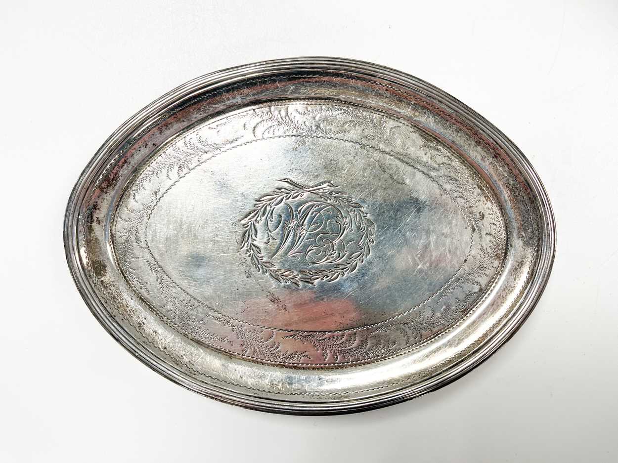 A George III silver tea pot with associated stand, - Image 7 of 8