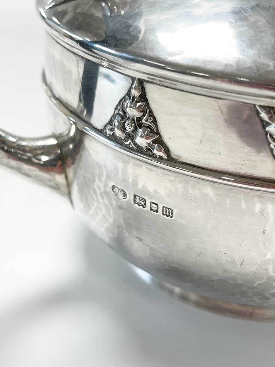 A George V silver Arts & Crafts style 3-piece tea set, - Image 7 of 7