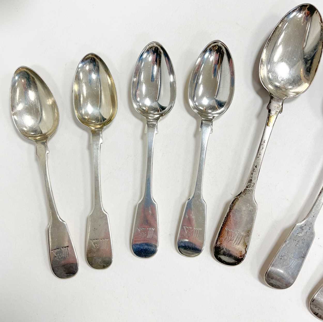 Newcastle - An 11-piece set of 19th century silver flatware with 2 additions, - Image 3 of 4