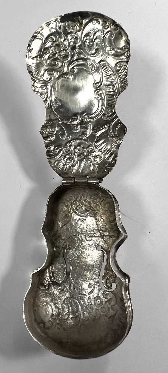 A Victorian (probably Dutch metalwares) silver novelty box in the form of a violin, - Image 5 of 8