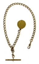 A Victorian 15ct gold watch chain with attachment,