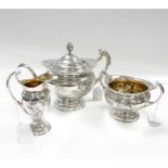 A late Victorian silver Art Nouveau style 3-piece tea set,