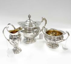 A late Victorian silver Art Nouveau style 3-piece tea set,