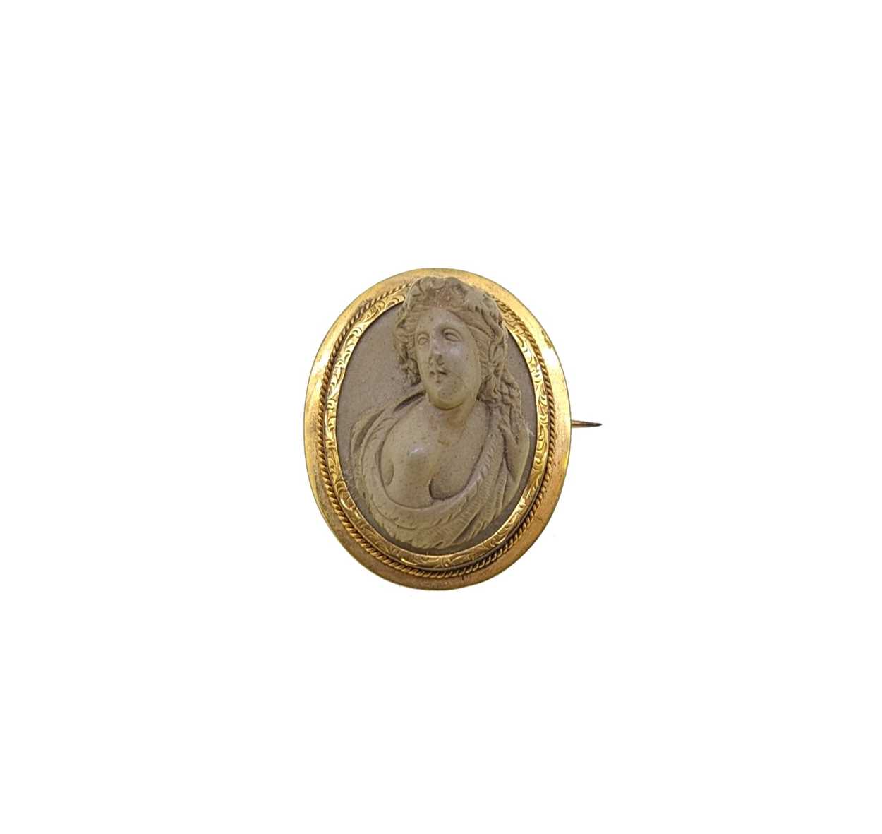 A 19th century lava cameo suite plus one other brooch, - Image 10 of 11