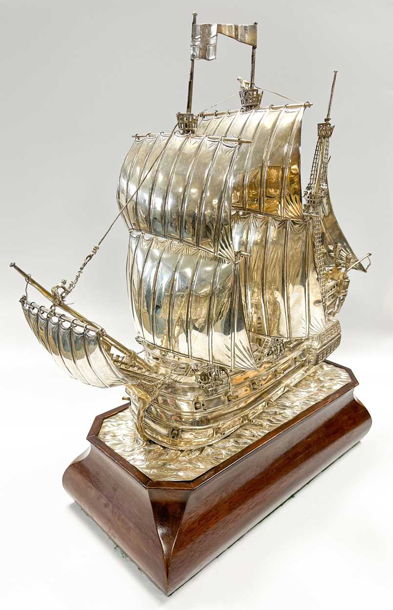 A George V silver model of a sailing ship, - Image 10 of 17