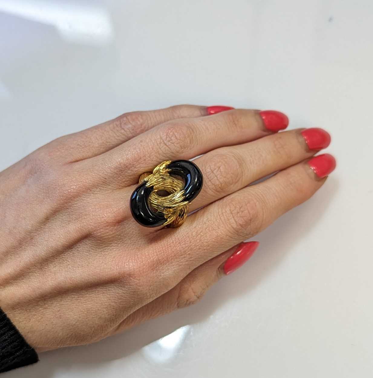 Kutchinsky - An 18ct gold onyx ring, - Image 6 of 6