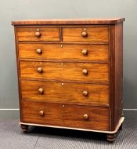 A large Victorian mahogany chest of drawers, with knob handles, 136 x 123 x 56cm