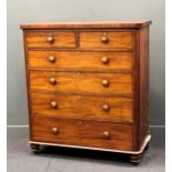 A large Victorian mahogany chest of drawers, with knob handles, 136 x 123 x 56cm