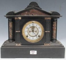 A late 19th century American slate mantel clock, manufactured by Ansonia Clock Comany New York 43