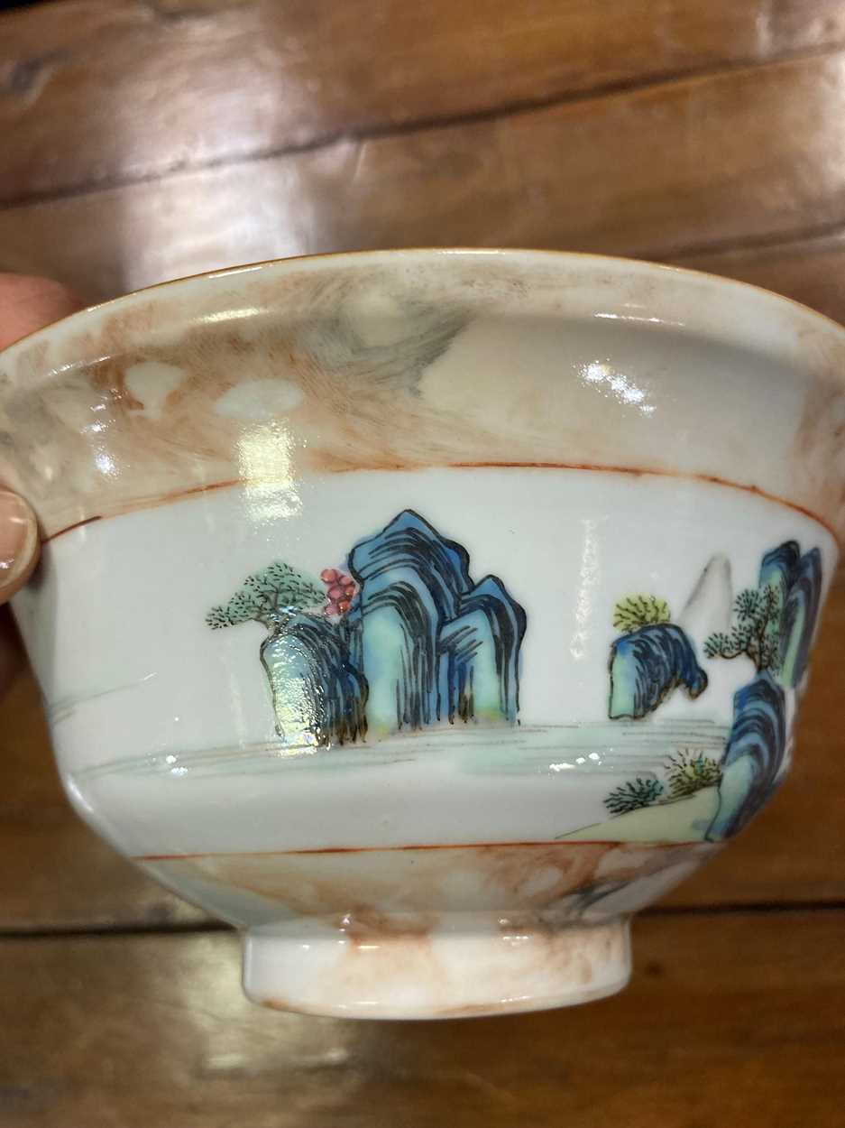 A Chinese faux bois/marble porcelain bowl, - Image 7 of 7