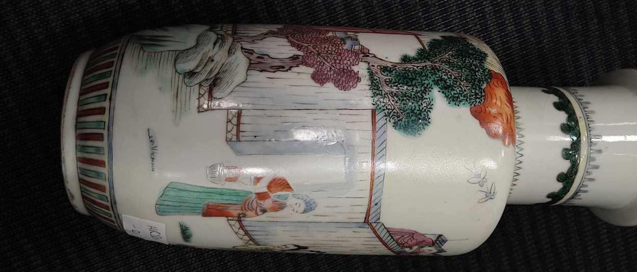 Asian ceramics to include a Chinese rouleau vase (restored), a 20th century punch bowl, yellow - Image 14 of 27