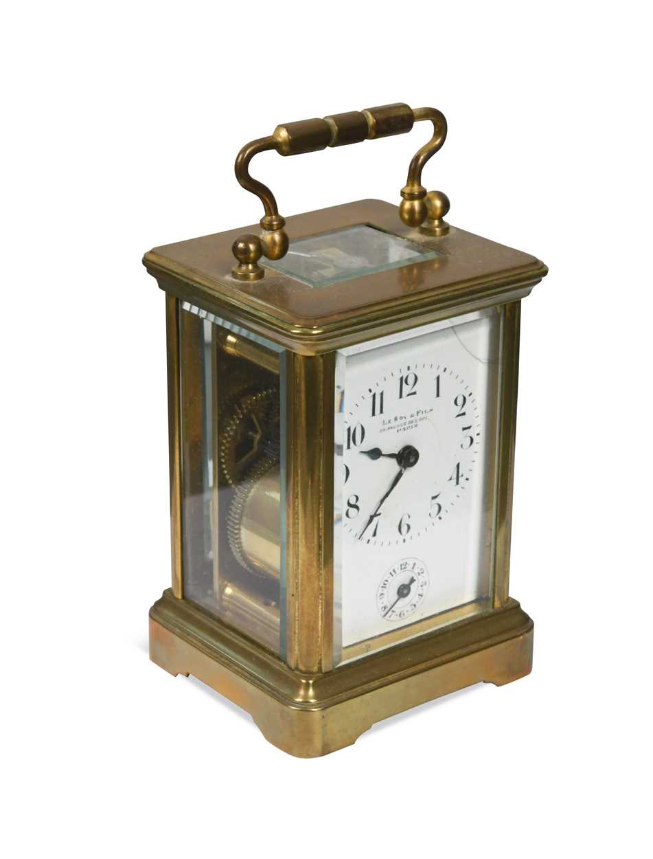 A French brass carriage clock with alarm by Le Roy & Fils, Paris, early 20th century,