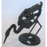 A bronzed metal skeletal model of a heron or wading bird 24cm high