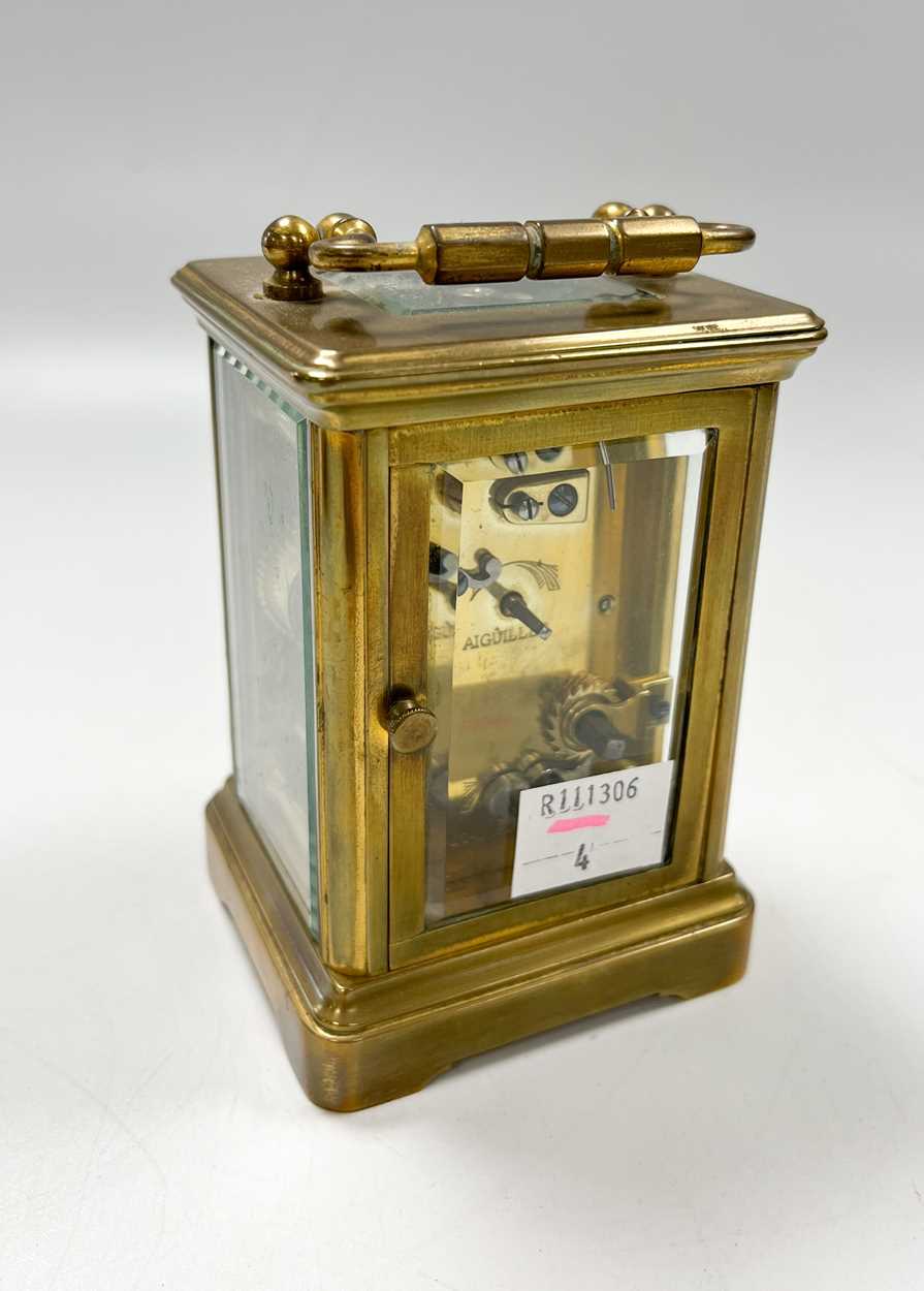 A French brass carriage clock with alarm by Le Roy & Fils, Paris, early 20th century, - Image 4 of 10