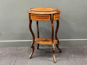 A Continental marquetry two tier jardiniere, with gilt metal mounts 81.5 x 54 x 39cm