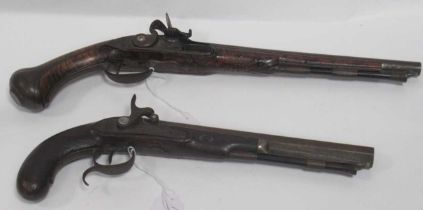 Forsyth, a percussion cap pistol, together with a flintlock pistol; the first, .51 calibre (13mm